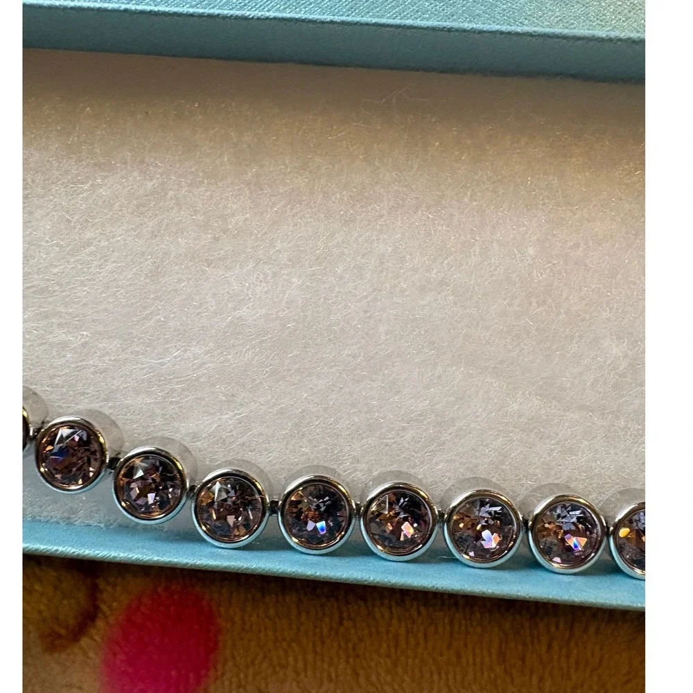 Touchstone Crystal Tennis Bracelet Women OS Light Pink Excellent Swarovski Steel